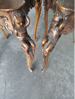 Antique walnut end tables hand carved - Image 9