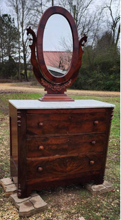 Antique Marble top Mahogany Dresser with Mirror