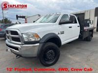 2018 Dodge Ram 4500 12' FLATBED, 4WD, CUMMINS DIESEL, CREW CAB - Image 2