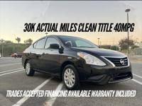 Clean 1 Owner 2017 Nissan Versa 30K Actual Miles Clean Title 40MPG Star Yelp Rating - Financing Available