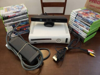 Xbox 360 with games and kinect camera