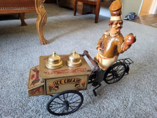 Vintage Display Ice Cream Cart On A Tricycle With Vendor