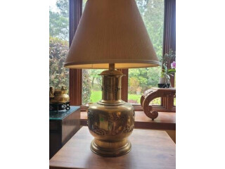 Antique Japanese Style Brass Table Lamp